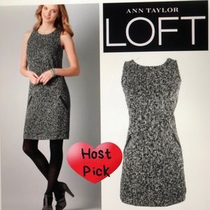 ANN TAYLOR LOFT TWEED SHEATH WOOL DRESS👗Sz 0P